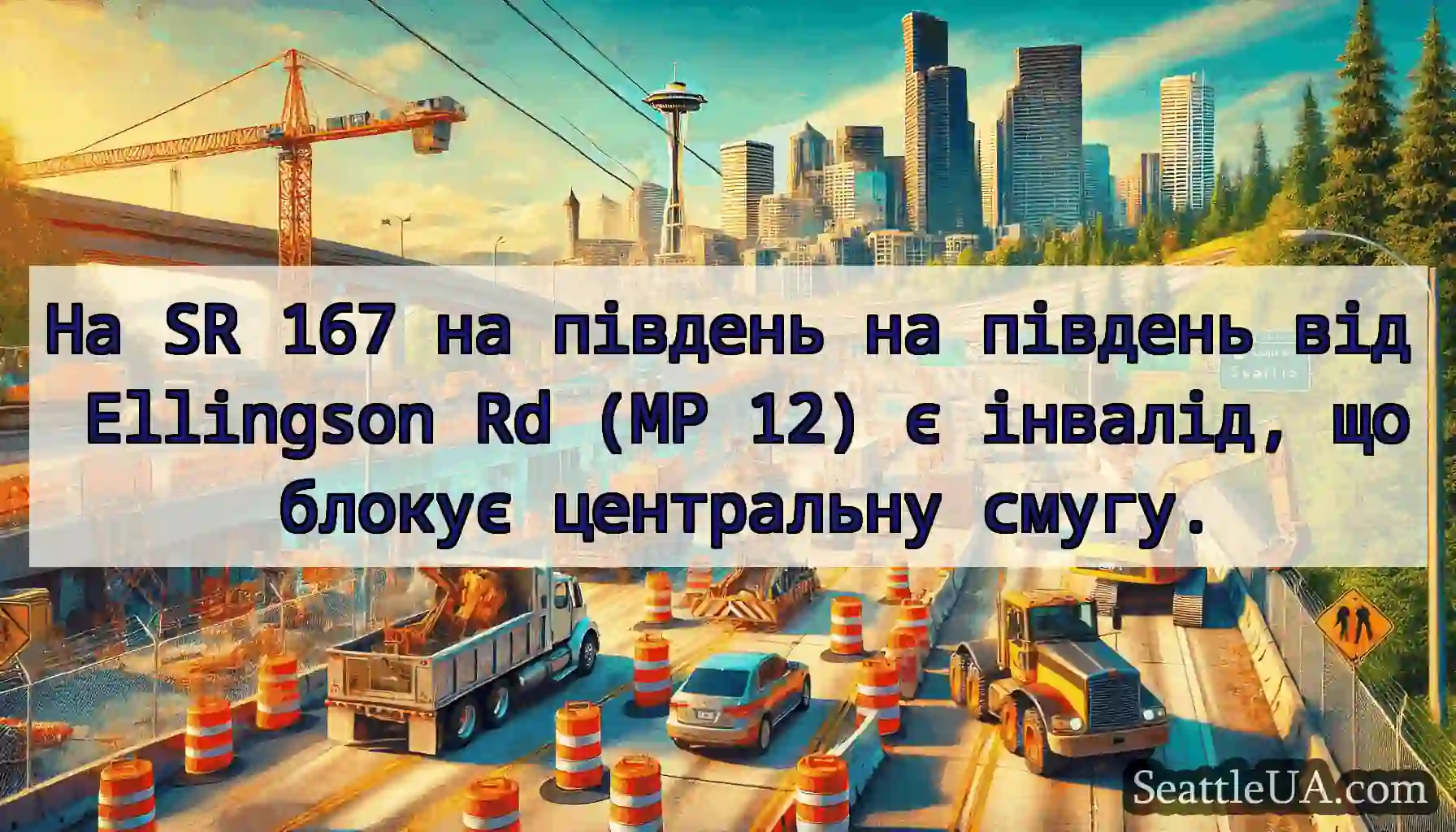 На SR 167 на південь на південь від Ellingson Rd