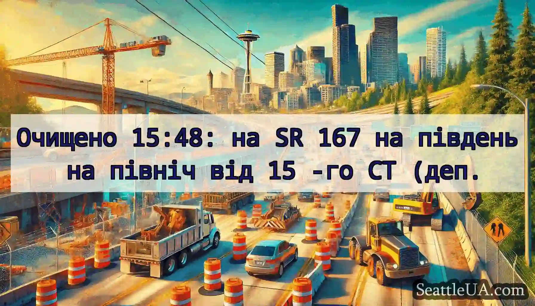 Очищено 15:48: на SR 167 на південь на північ від