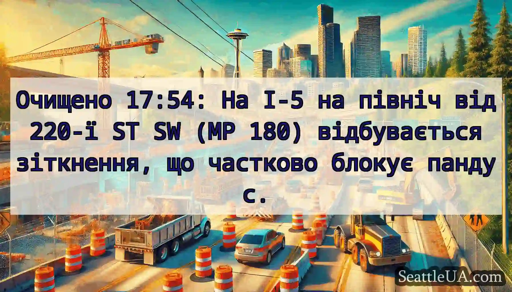 Очищено 17:54: На I-5 на північ від 220-ї ST SW