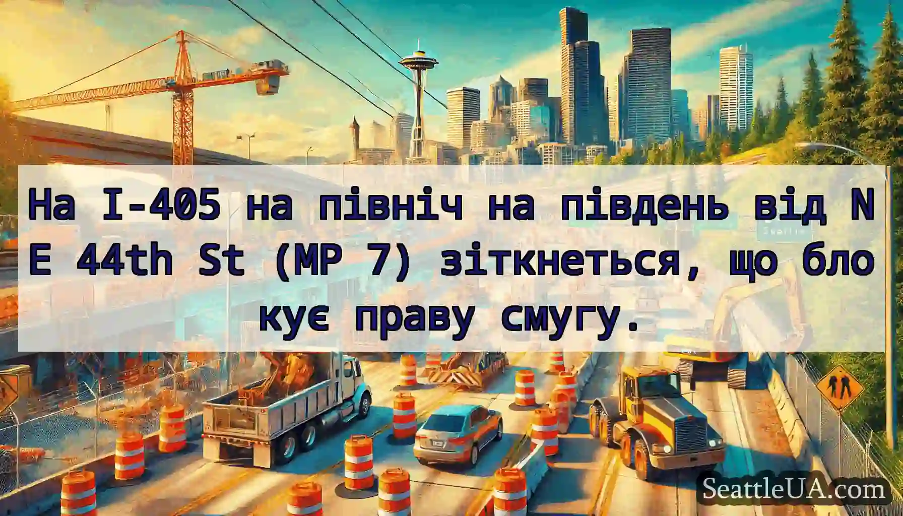 На I-405 на північ на південь від NE 44th St (MP