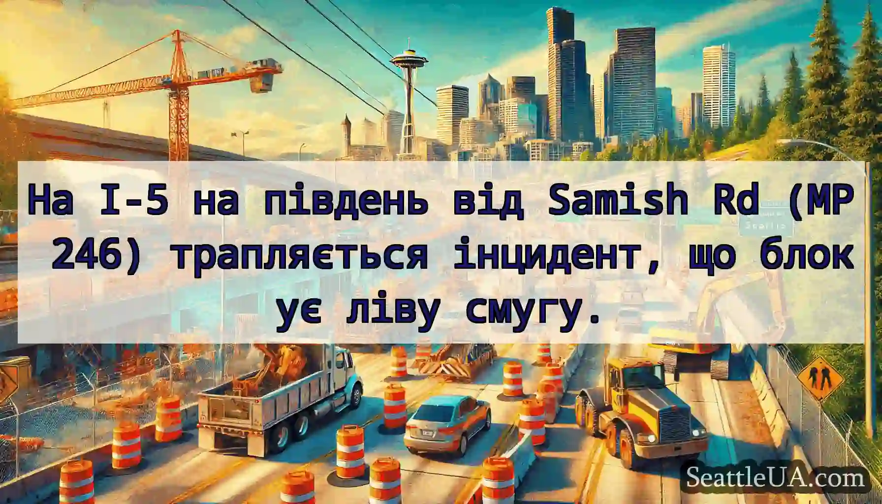 На I-5 на південь від Samish Rd (MP 246)
