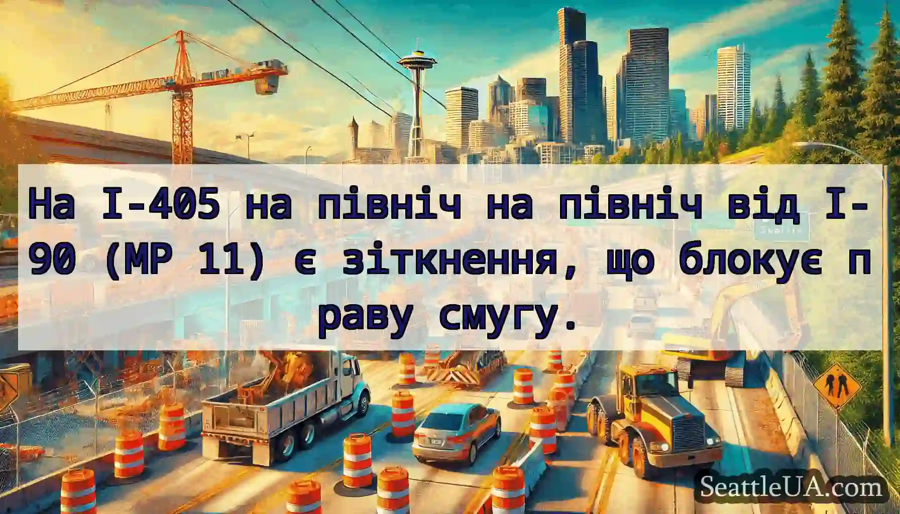 На I-405 на північ на північ від I-90 (MP 11) є