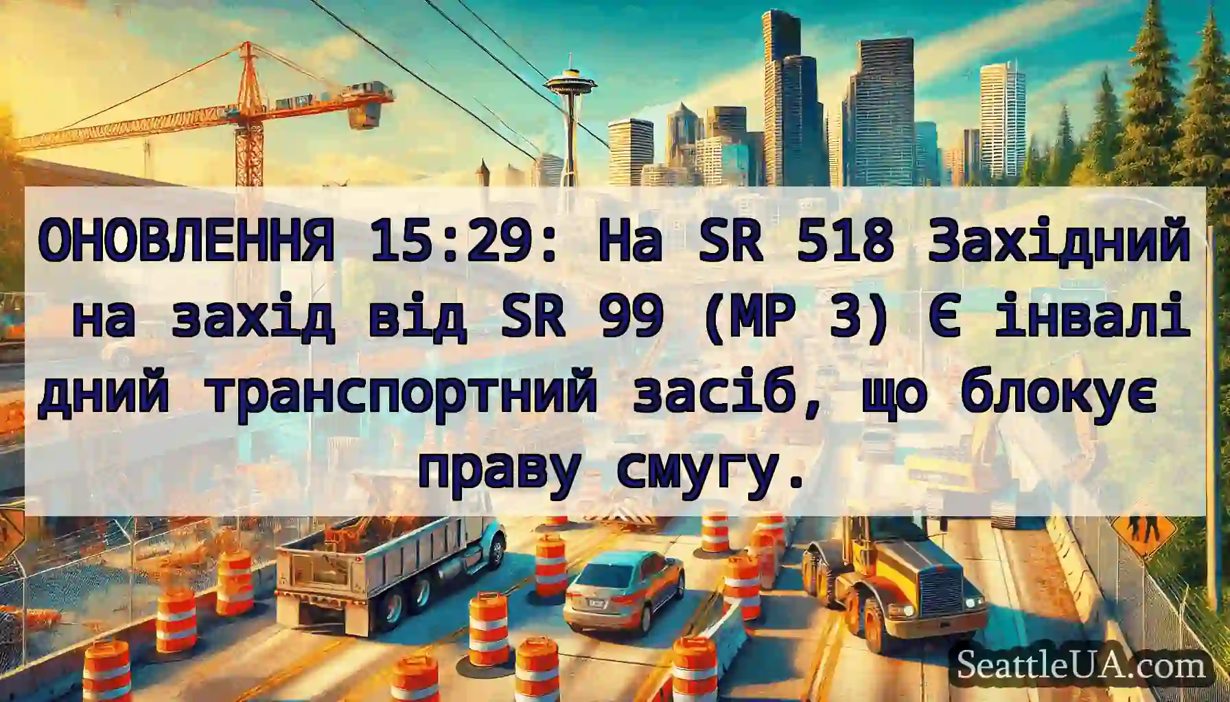 ОНОВЛЕННЯ 15:29: На SR 518 Західний на захід від