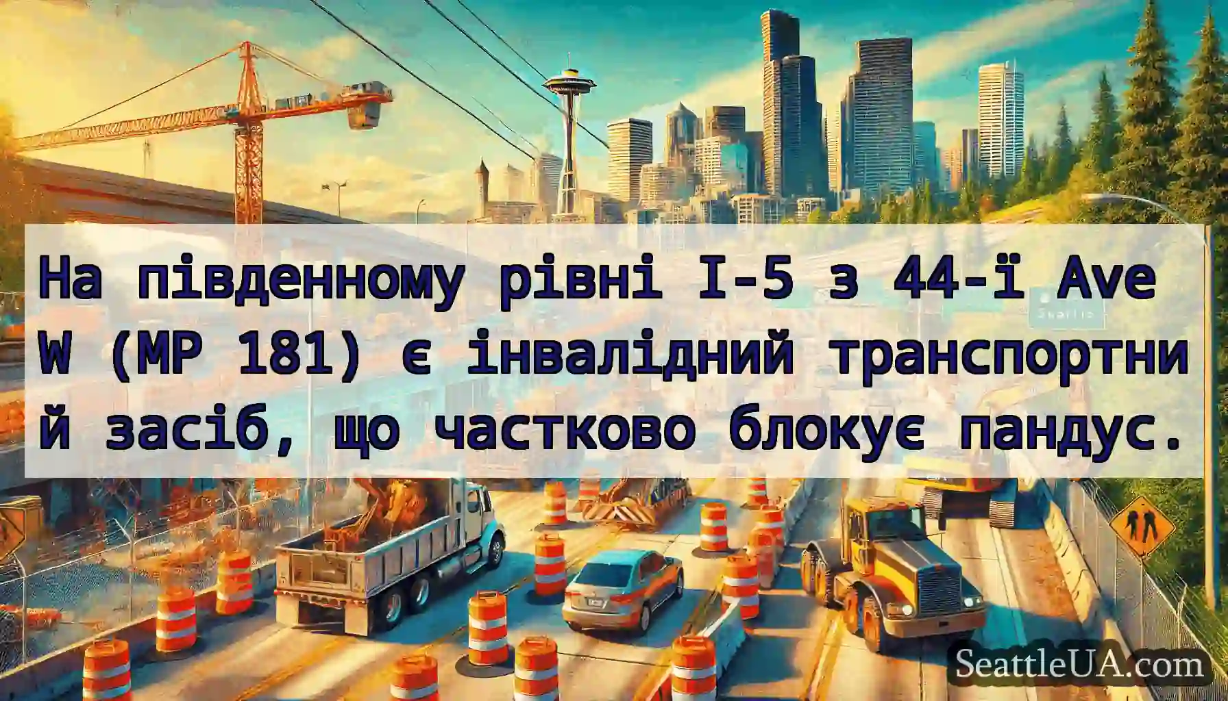 На південному рівні I-5 з 44-ї Ave W (MP 181) є