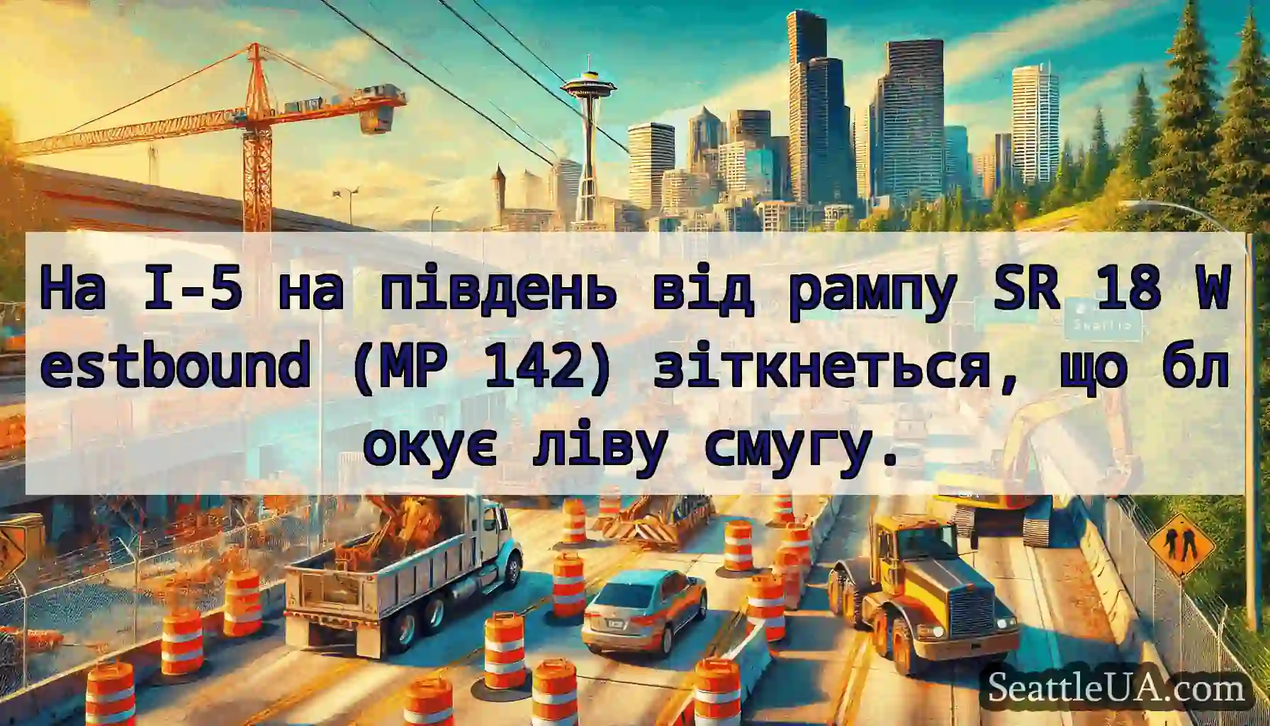 На I-5 на південь від рампу SR 18 Westbound (MP