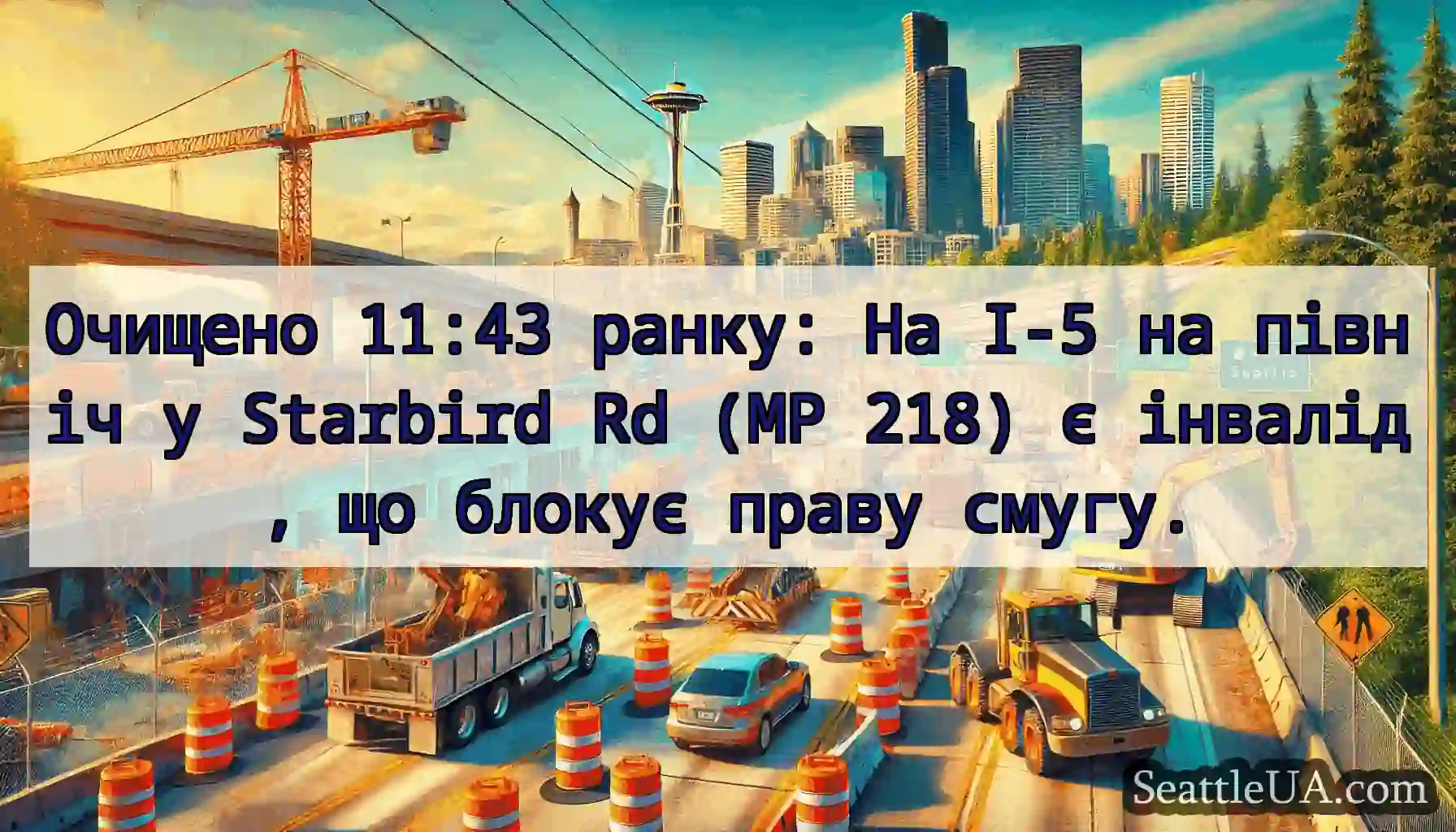 Очищено 11:43 ранку: На I-5 на північ у Starbird