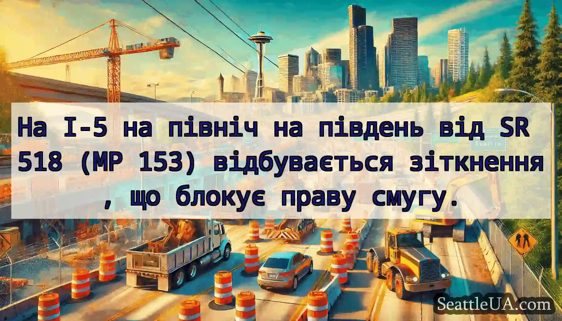 На I-5 на північ на південь від SR 518 (MP 153)