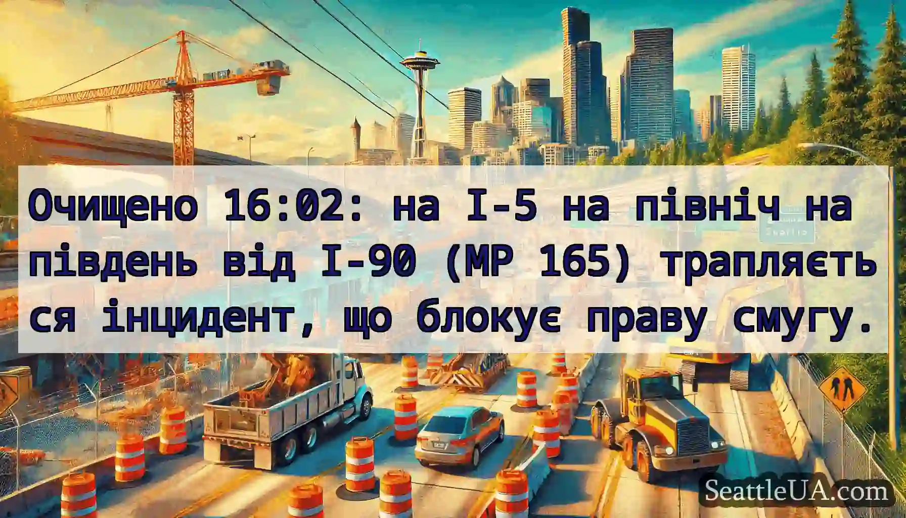 Очищено 16:02: на I-5 на північ на південь від