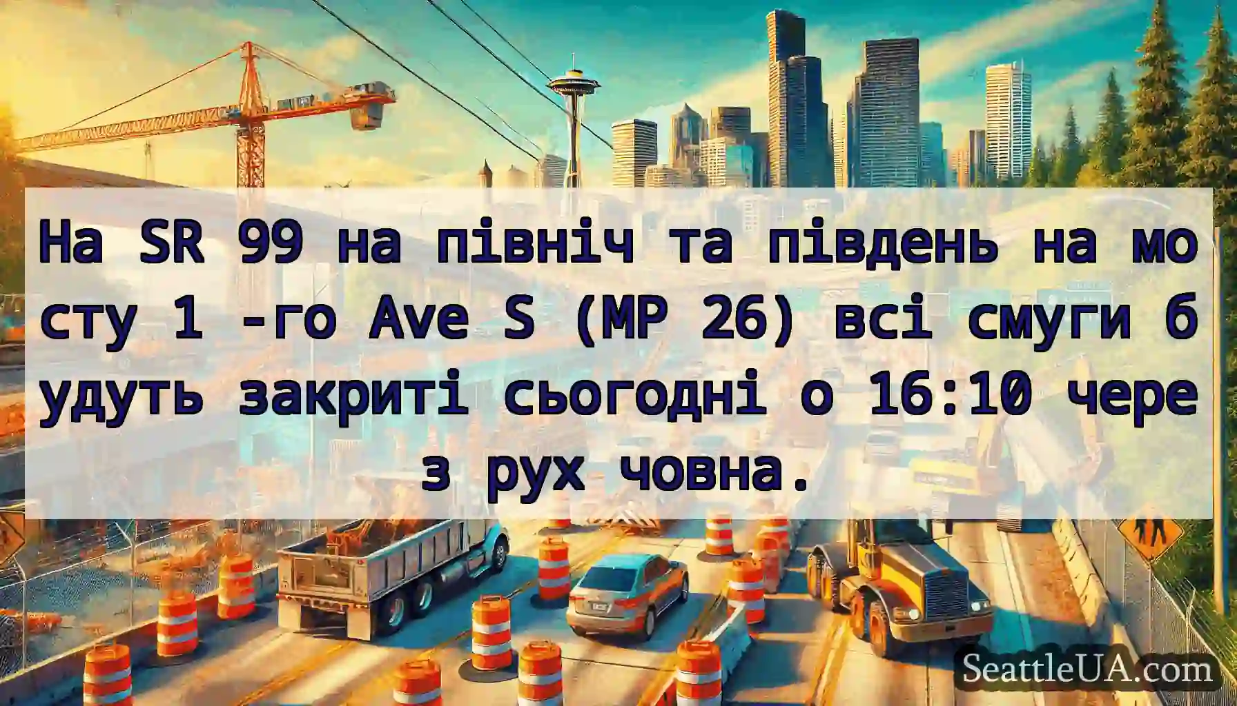 На SR 99 на північ та південь на мосту 1 -го Ave