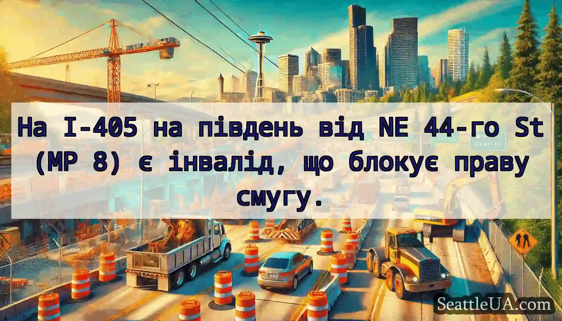 На I-405 на південь від NE 44-го St (MP 8) є