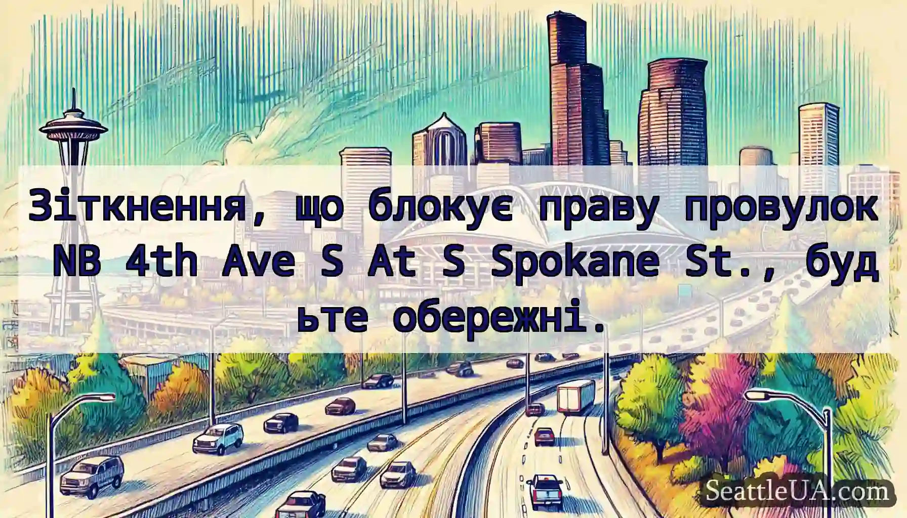 Зіткнення, що блокує праву провулок NB 4th Ave S