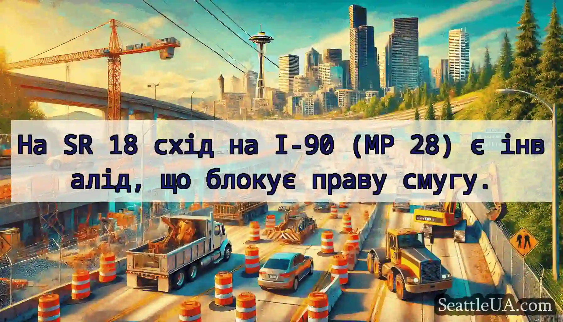 На SR 18 схід на I-90 (MP 28) є інвалід, що