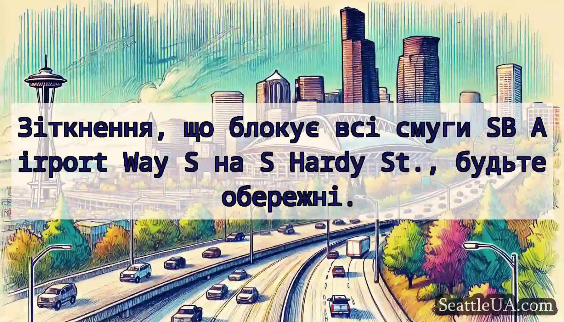 Зіткнення, що блокує всі смуги SB Airport Way S