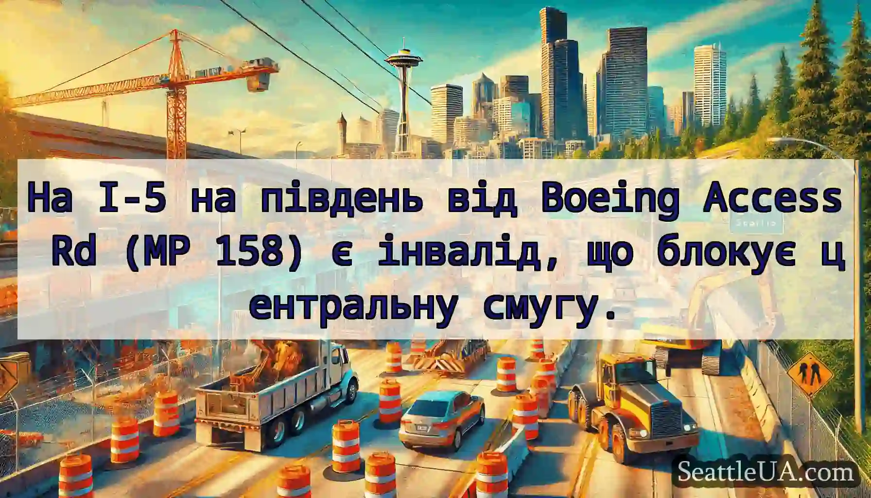 На I-5 на південь від Boeing Access Rd (MP 158) є