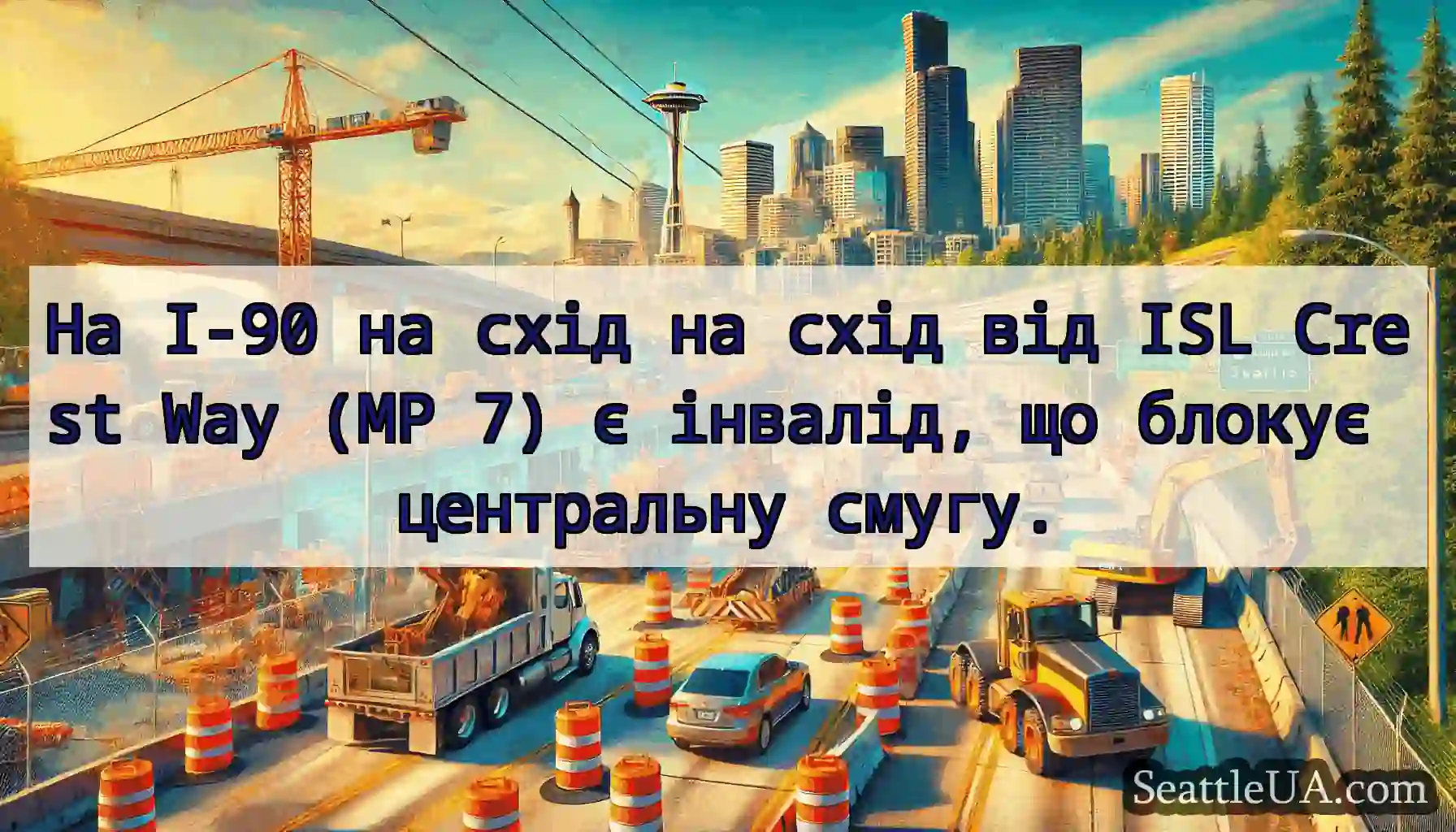 На I-90 на схід на схід від ISL Crest Way (MP 7)