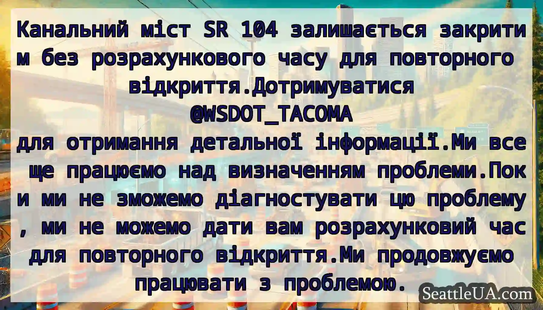 Канальний міст SR 104 залишається закритим без