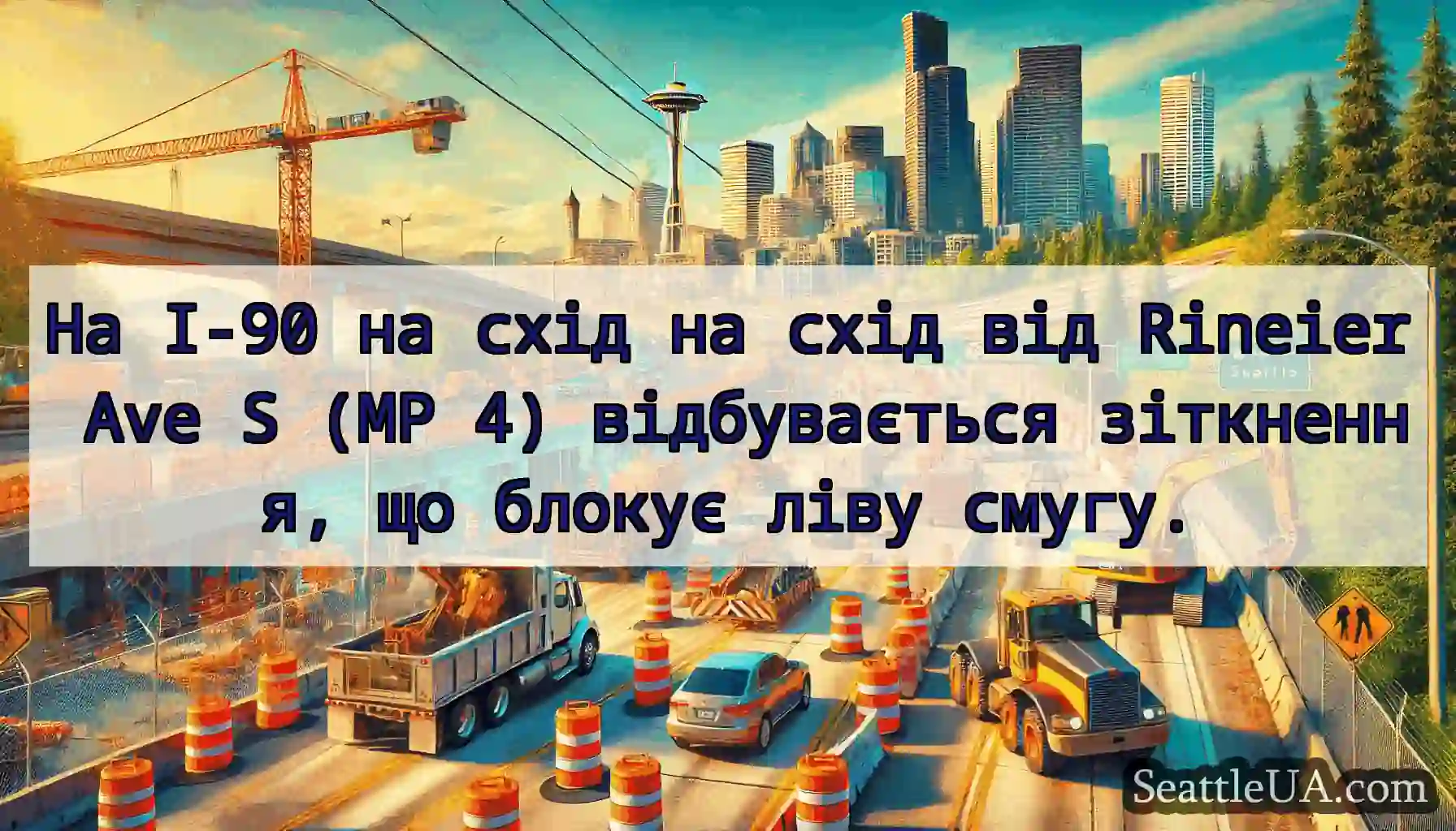 На I-90 на схід на схід від Rineier Ave S (MP 4)
