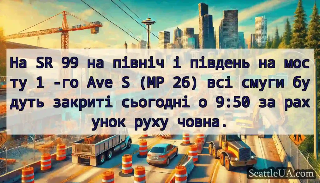 На SR 99 на північ і південь на мосту 1 -го Ave S