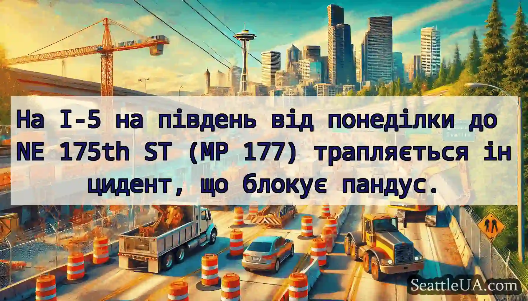 На I-5 на південь від понеділки до NE 175th ST