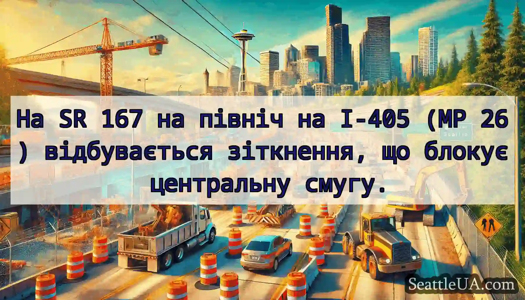 На SR 167 на північ на I-405 (MP 26) відбувається