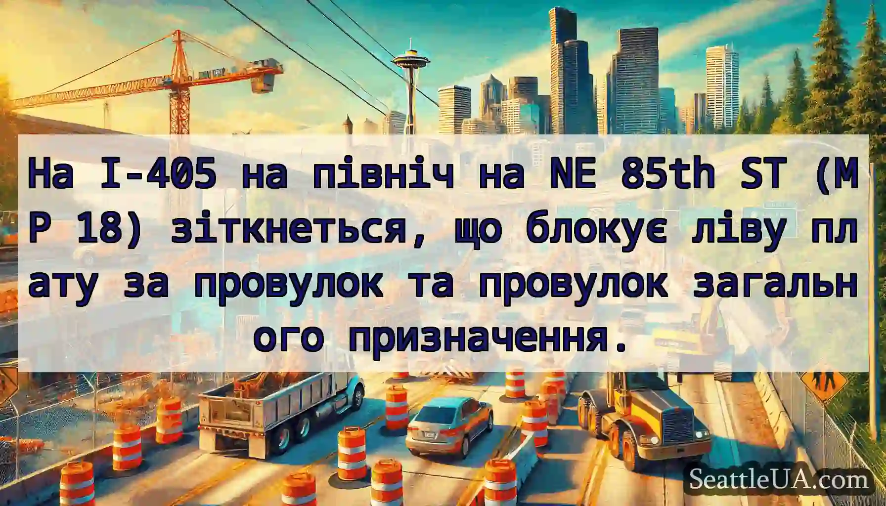 На I-405 на північ на NE 85th ST (MP 18)