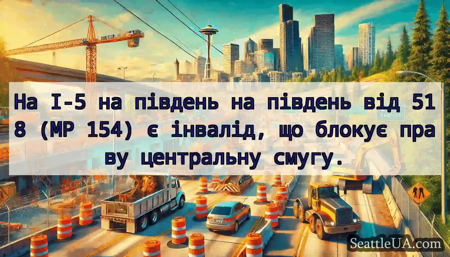 На I-5 на південь на південь від 518 (MP 154) є