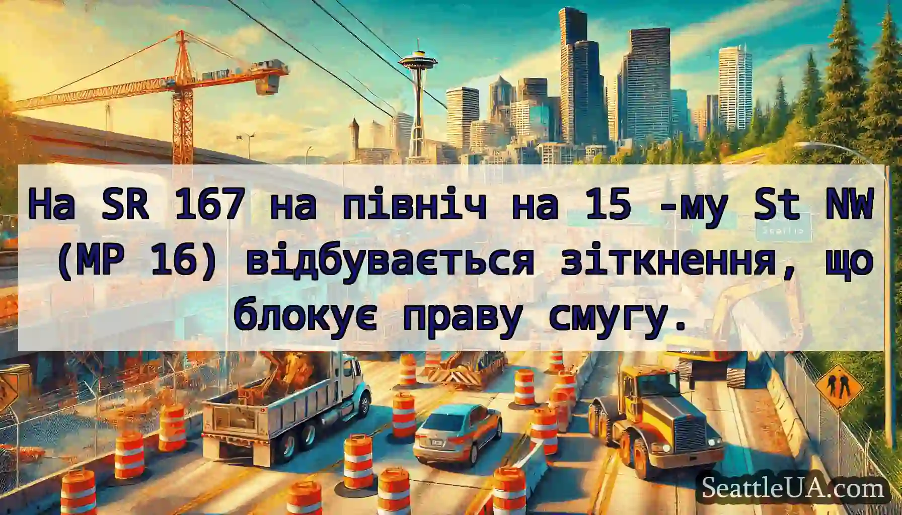 На SR 167 на північ на 15 -му St NW (MP 16)