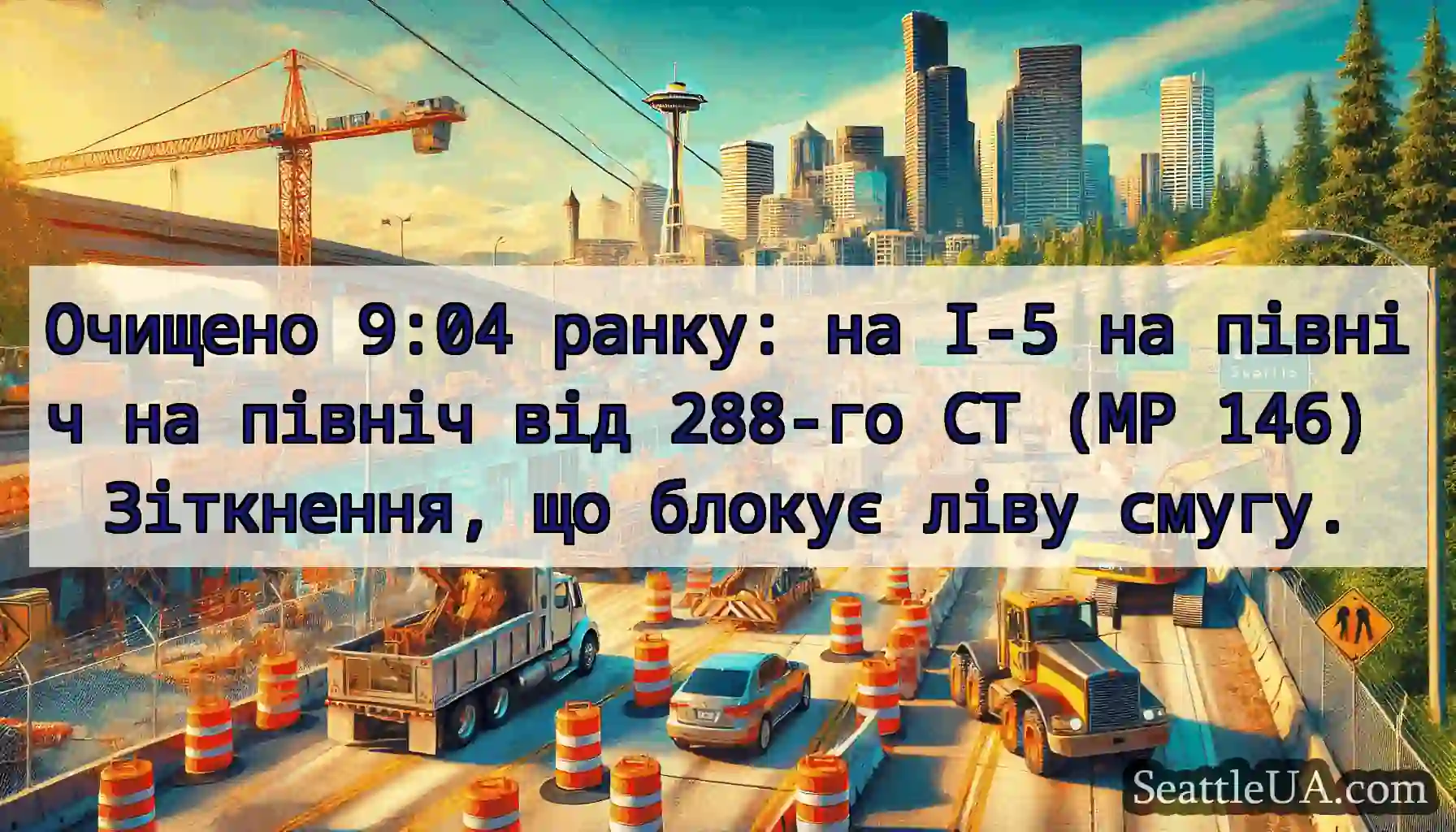Очищено 9:04 ранку: на I-5 на північ на північ