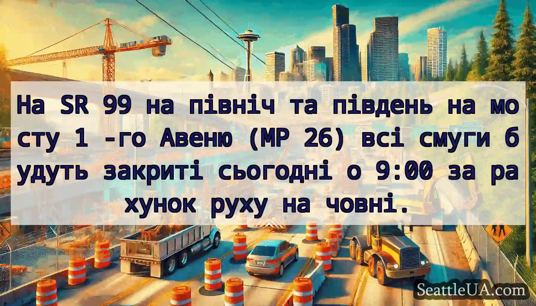 На SR 99 на північ та південь на мосту 1 -го