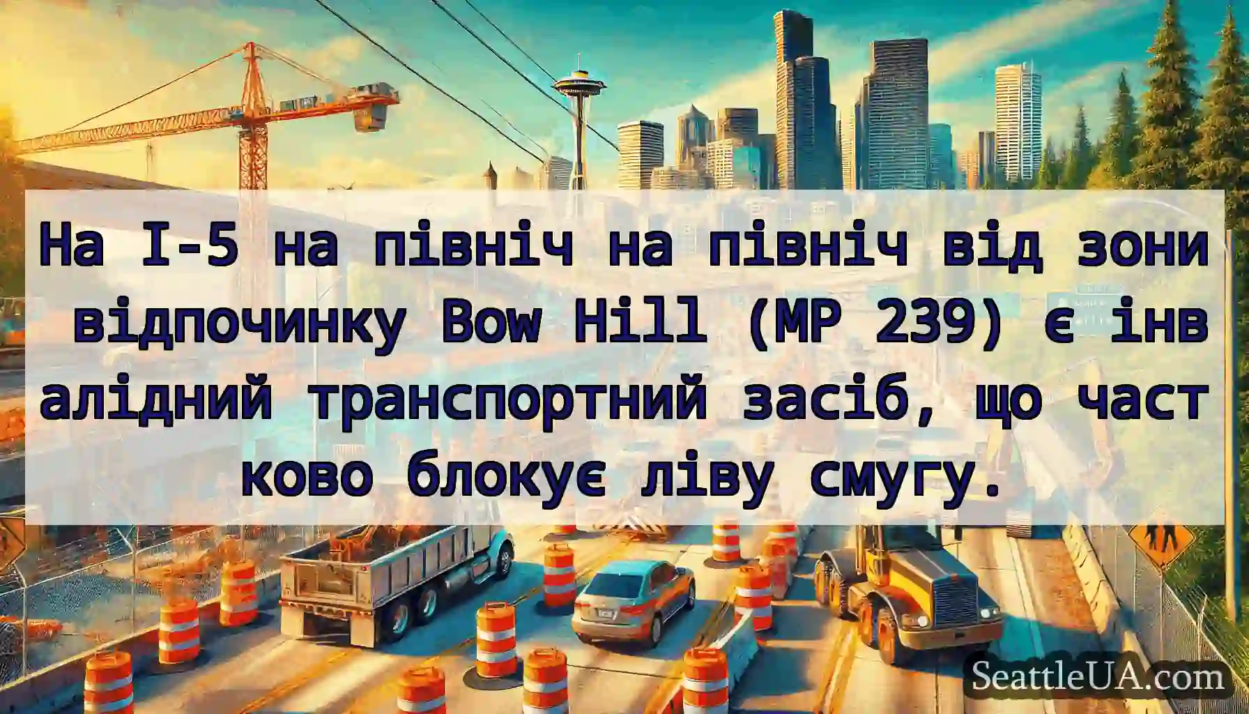 На I-5 на північ на північ від зони відпочинку