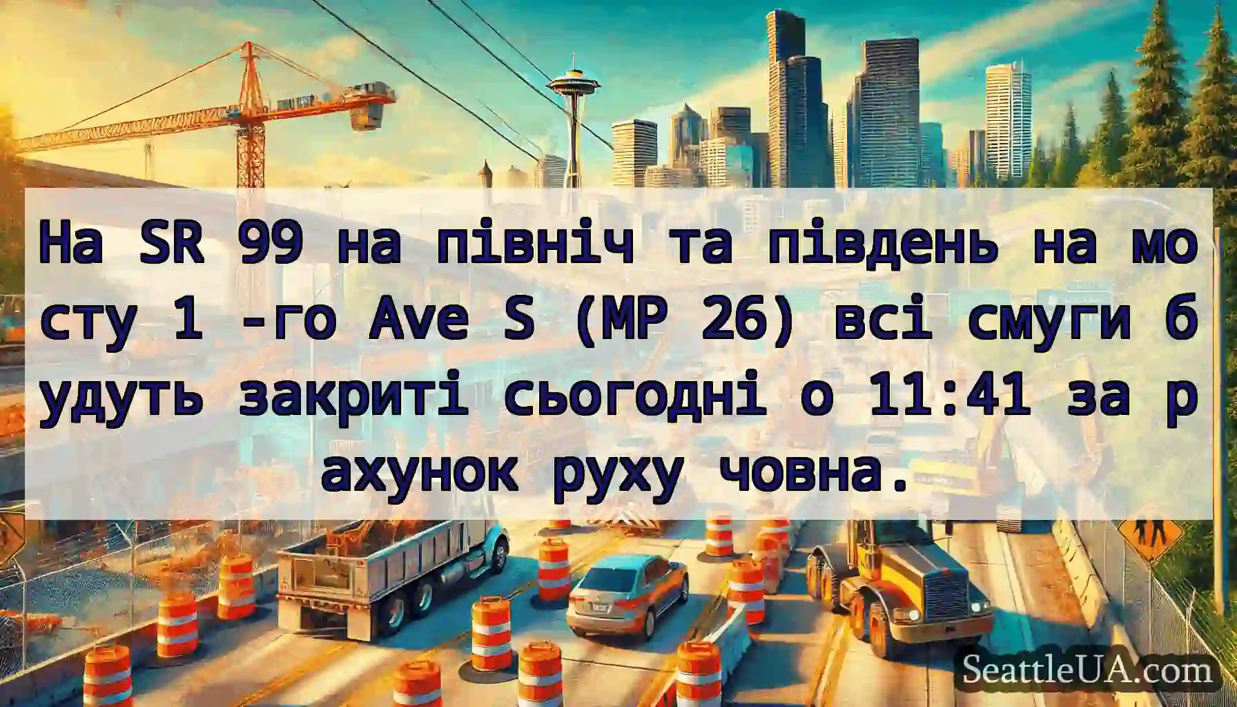 На SR 99 на північ та південь на мосту 1 -го Ave