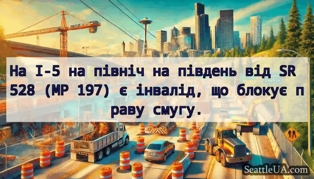 На I-5 на північ на південь від SR 528 (MP 197) є