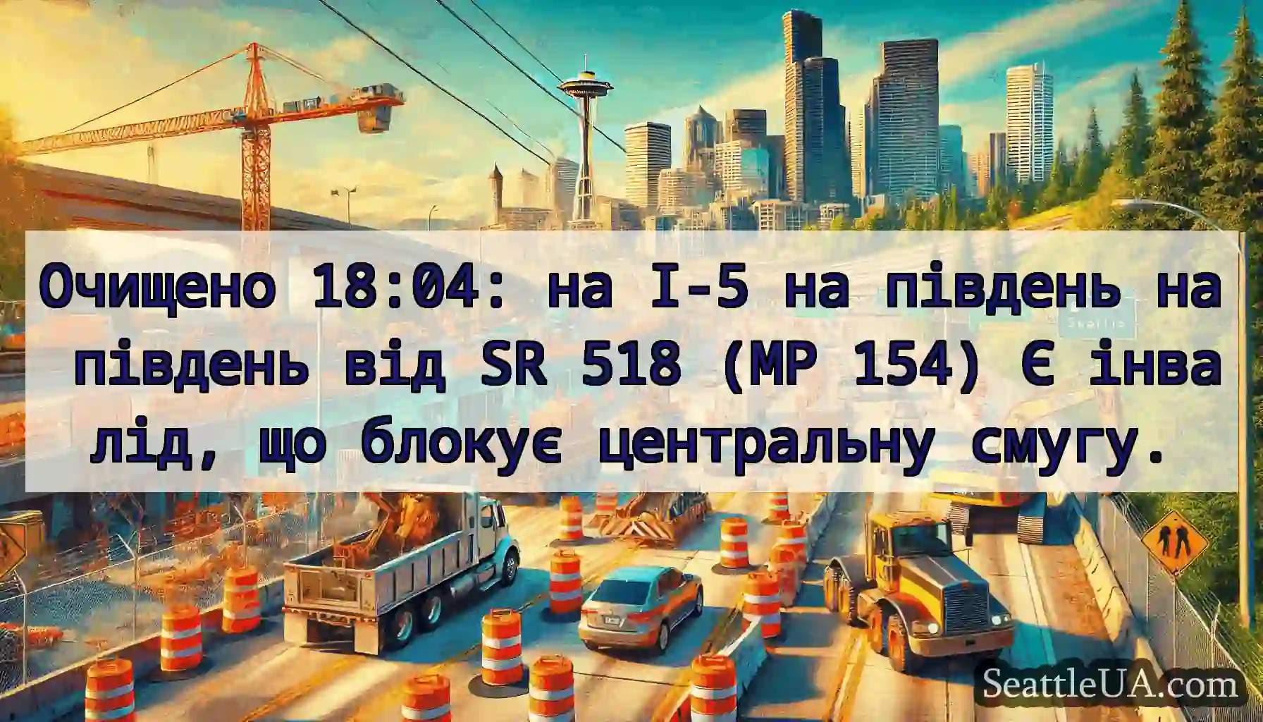 Очищено 18:04: на I-5 на південь на південь від