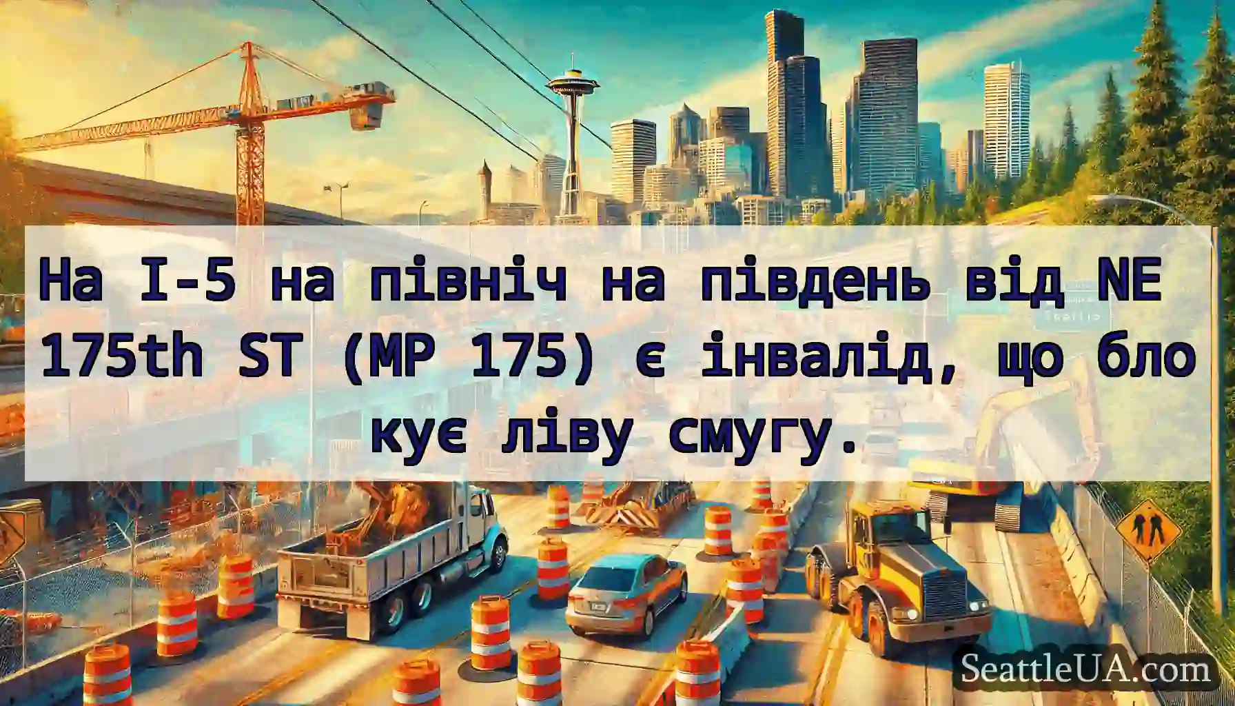 На I-5 на північ на південь від NE 175th ST (MP