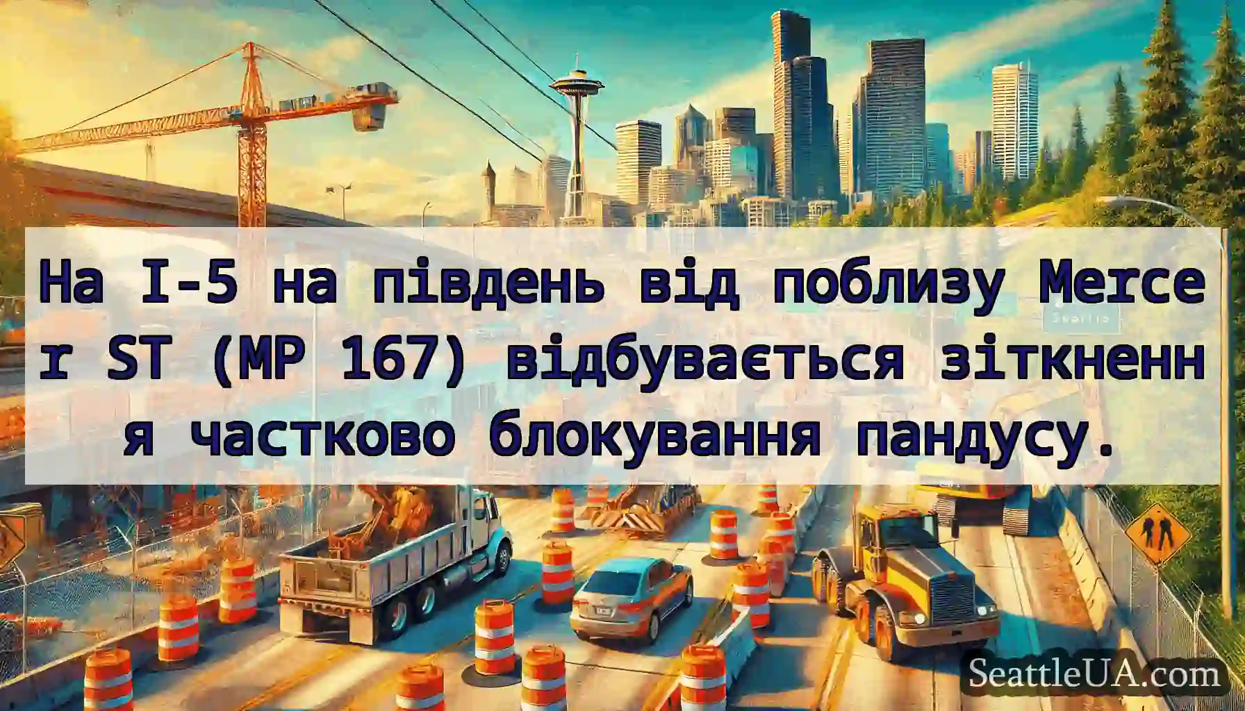 На I-5 на південь від поблизу Mercer ST (MP 167)