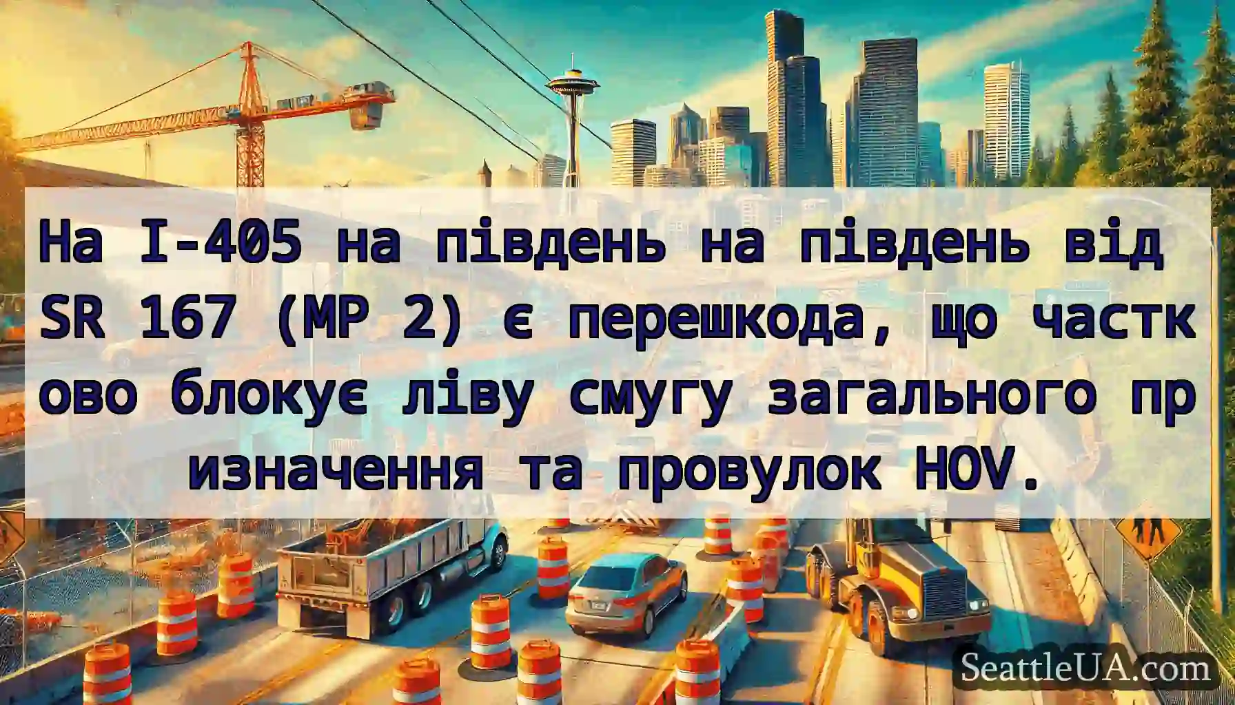 На I-405 на південь на південь від SR 167 (MP 2)