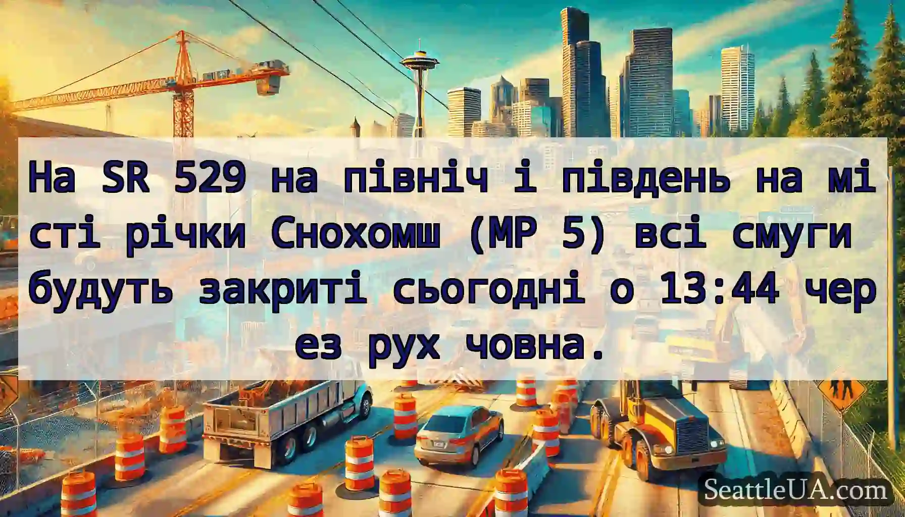 На SR 529 на північ і південь на місті річки