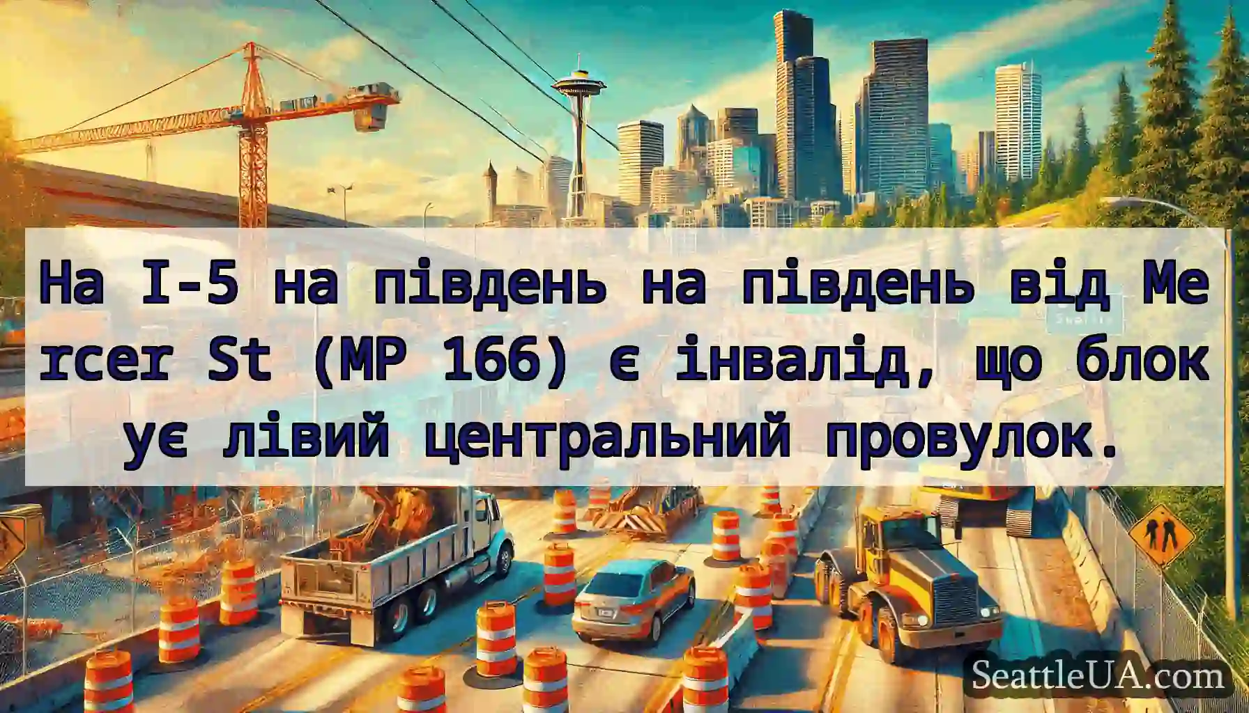 На I-5 на південь на південь від Mercer St (MP