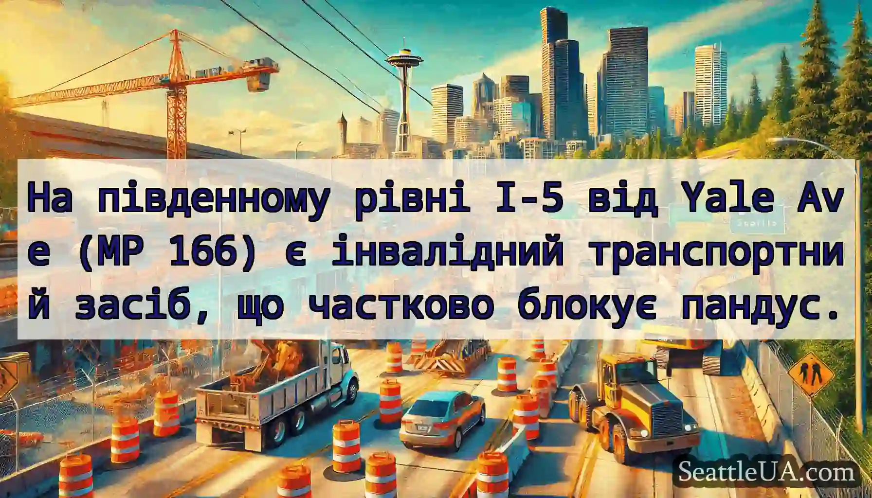 На південному рівні I-5 від Yale Ave (MP 166) є