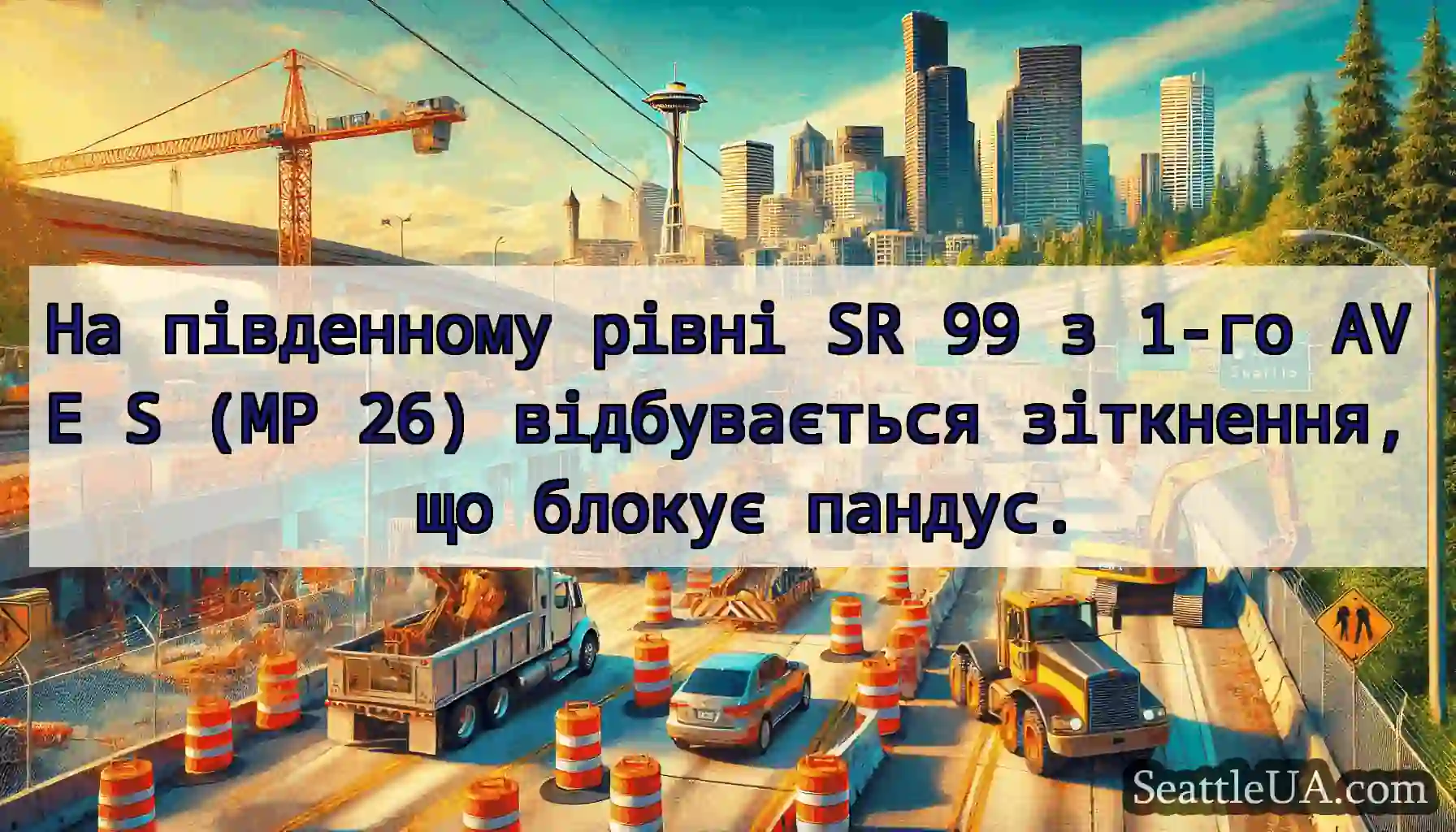 На південному рівні SR 99 з 1-го AVE S (MP 26)