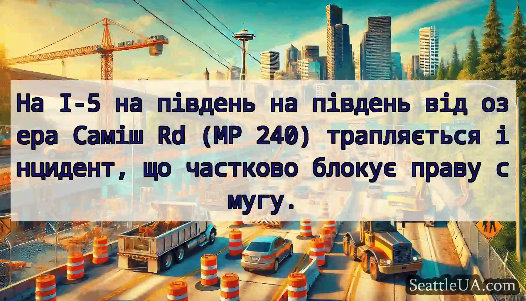 На I-5 на південь на південь від озера Саміш Rd