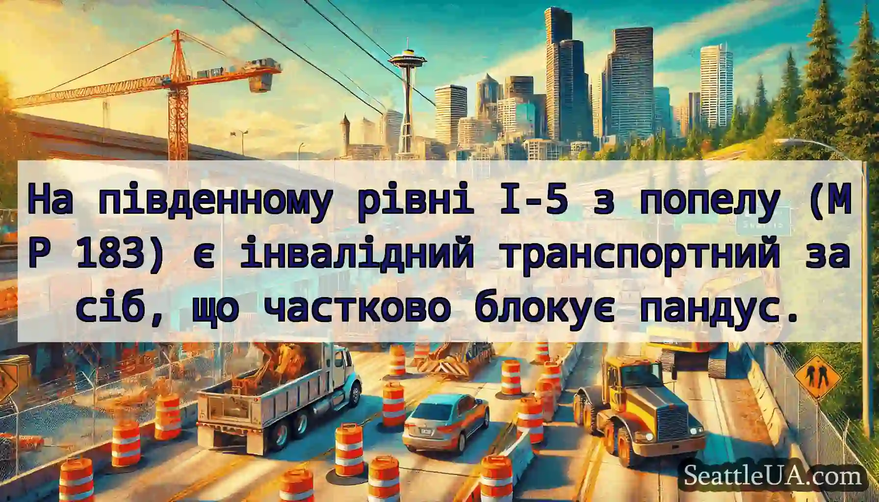 На південному рівні I-5 з попелу (MP 183) є