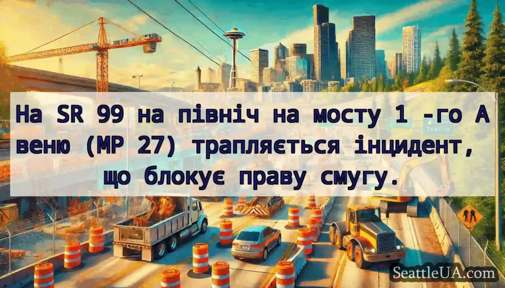 На SR 99 на північ на мосту 1 -го Авеню (MP 27)