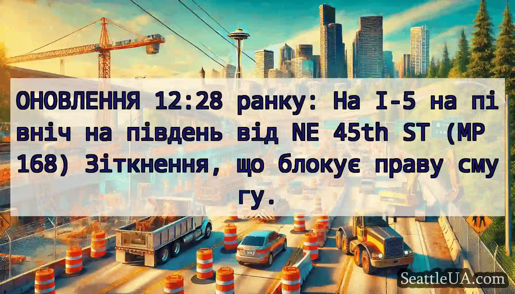ОНОВЛЕННЯ 12:28 ранку: На I-5 на північ на