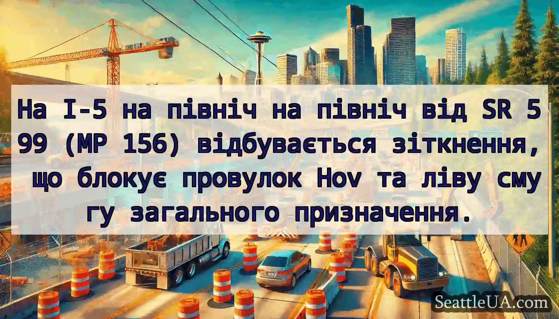 На I-5 на північ на північ від SR 599 (MP 156)