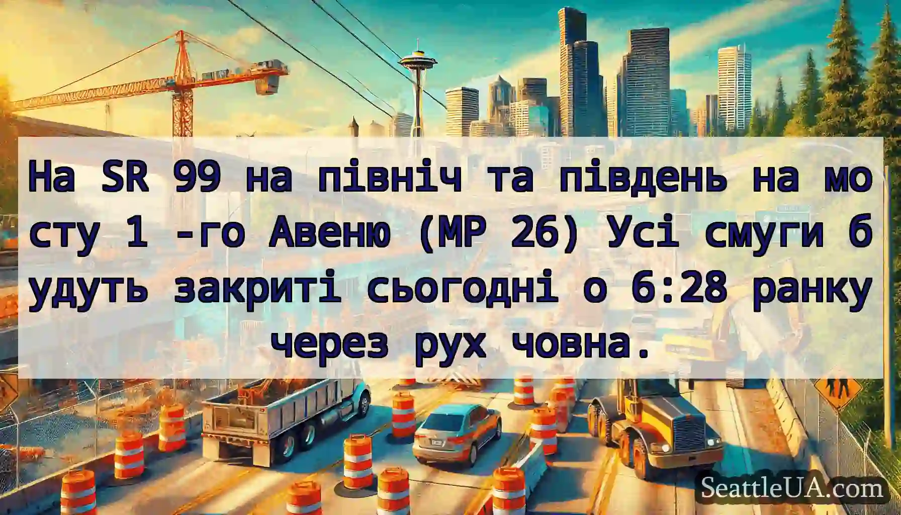 На SR 99 на північ та південь на мосту 1 -го