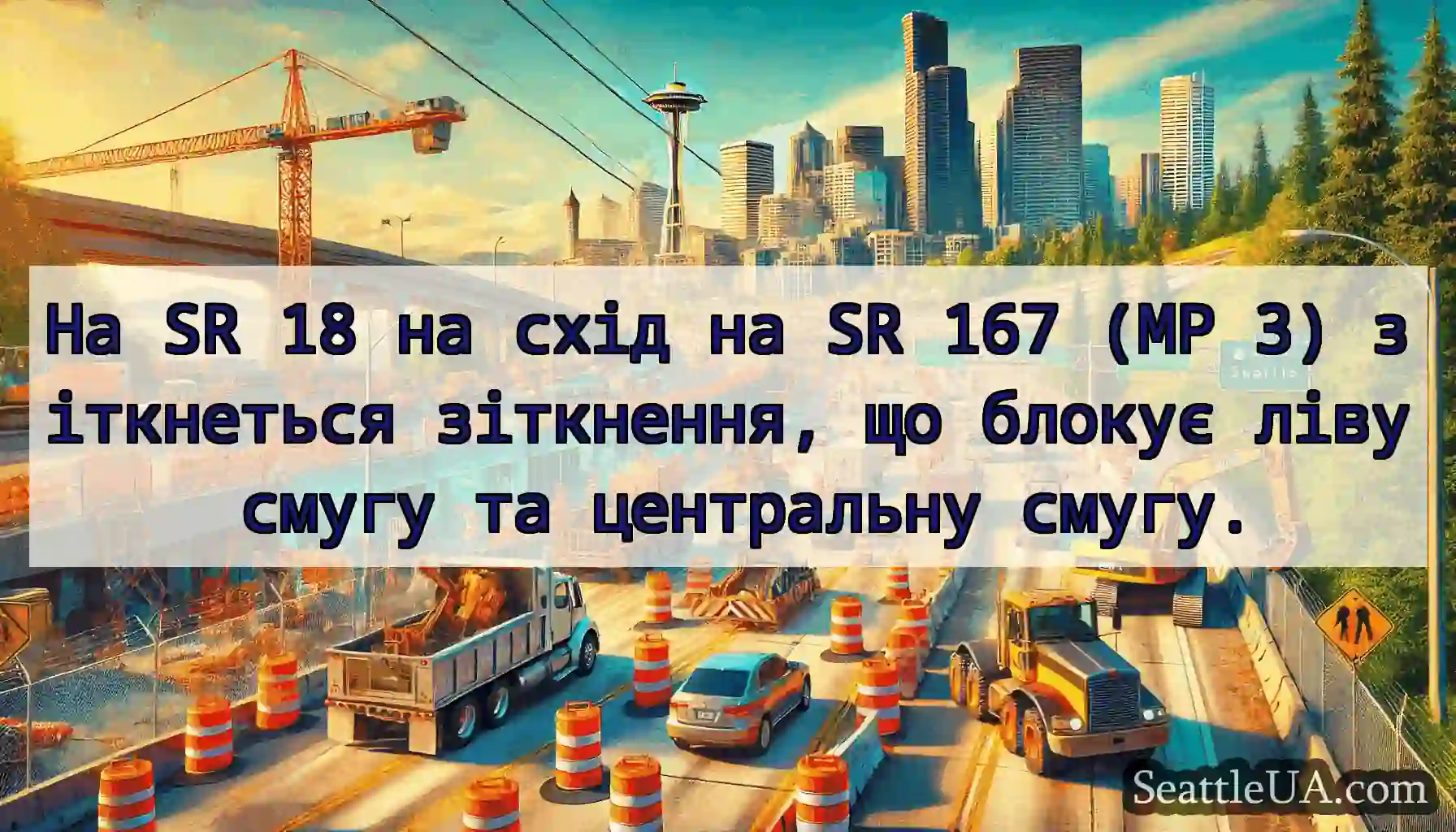 На SR 18 на схід на SR 167 (MP 3) зіткнеться