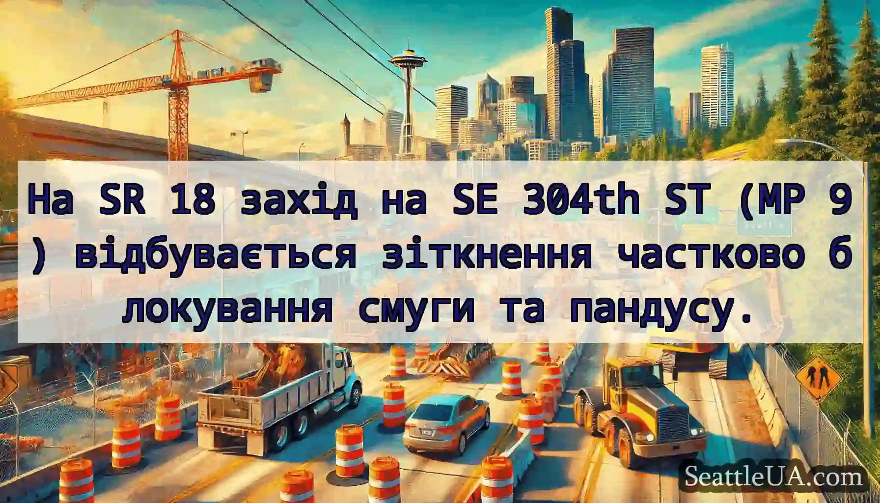На SR 18 захід на SE 304th ST (MP 9) відбувається