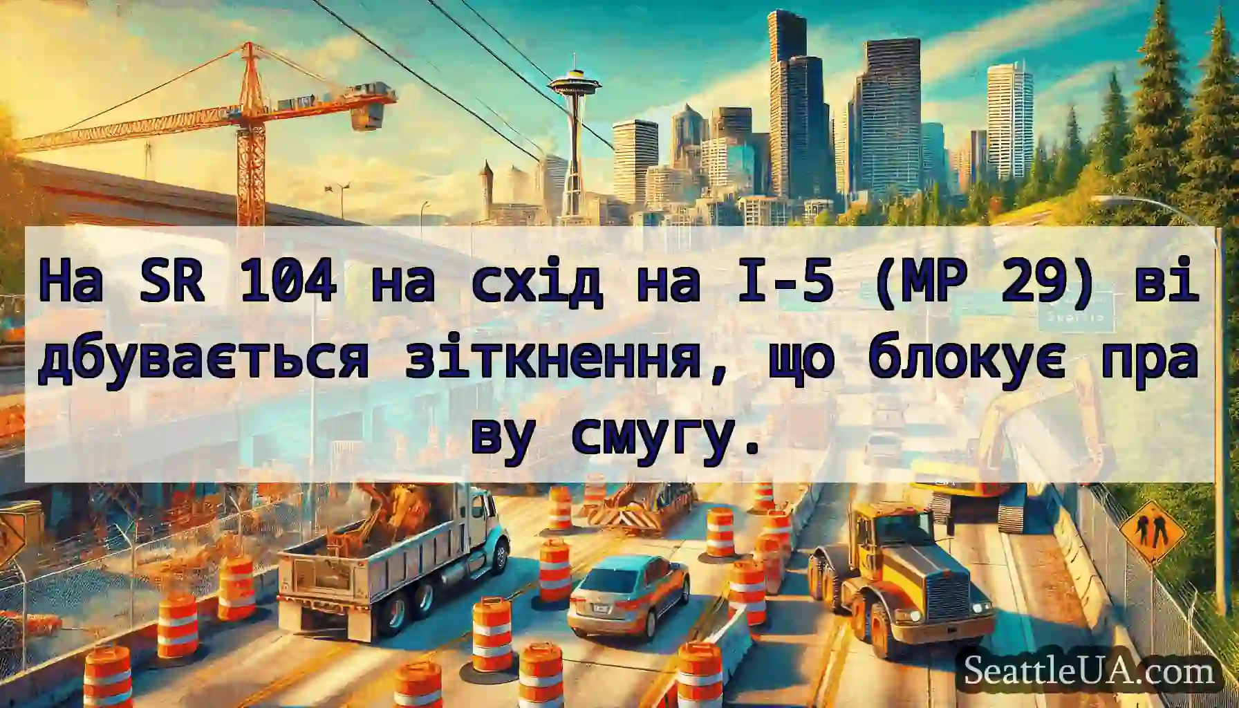 На SR 104 на схід на I-5 (MP 29) відбувається