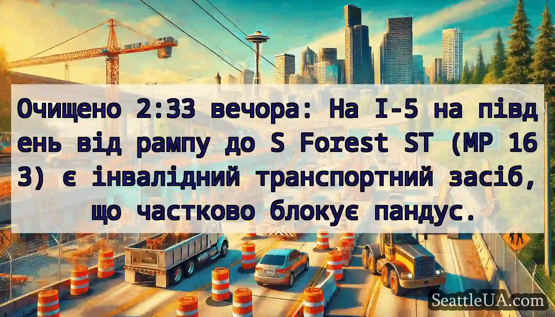 Очищено 2:33 вечора: На I-5 на південь від рампу